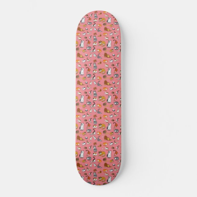 pink cute cat pattern design for cat lovers- skateboard (Front)