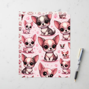 Pink Cute Chihuahua Dog Scrapbook Paper