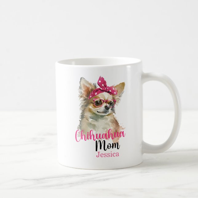 Pink Cute Chihuahua Personalised Dog Mum Coffee Mug (Right)