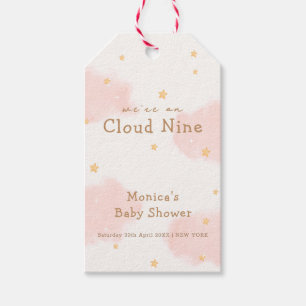 Pink Cute Cloud Nine Girl Baby Shower Gift Tags
