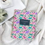 Pink | Cute Colourful Dinosaur Pattern Personalise Notebook<br><div class="desc">Created especially for dino-loving girls,  this colourful design features pink,  purple,  and mint green dinosaur illustrations on a light pink background. Personalise this cute dinosaur themed spiral notebook with a name or your choice of custom text in white lettering.</div>