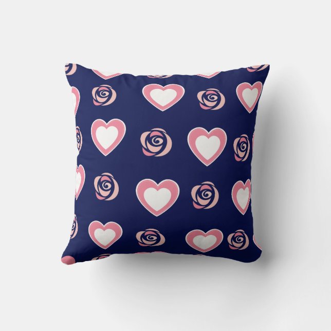 Pink Cute Cosy Modern Romantic Chic Stylish Heart  Cushion (Back)
