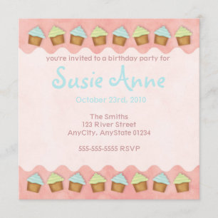 Pink Cute Cupcakes Invitation