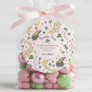 Pink, Cute & Curvy St. Patrick's Day Thank You  Classic Round Sticker