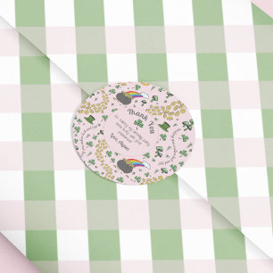 Pink, Cute & Curvy St. Patrick's Day Thank You  Classic Round Sticker