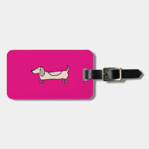 Pink cute dachshunds luggage tag