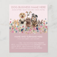 Pink Cute Dog Sitting Service flyer