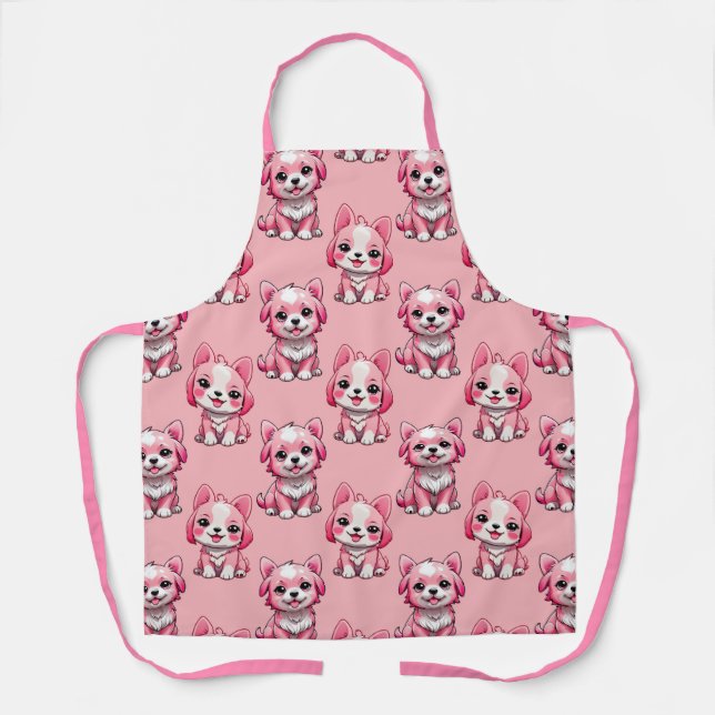 Pink Cute Dogs Apron (Front)