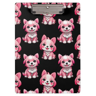 Pink Cute Dogs - Black Clipboard