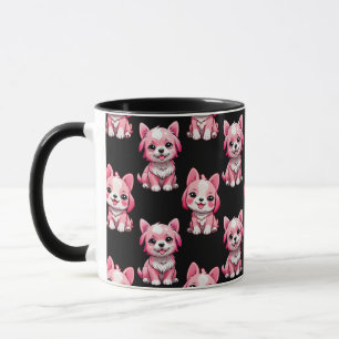 Pink Cute Dogs - Black Mug