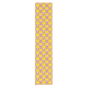 Pink Cute Dogs - Yellow Short Table Runner