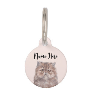 Pink Cute Face Persian Cat Pet Tag