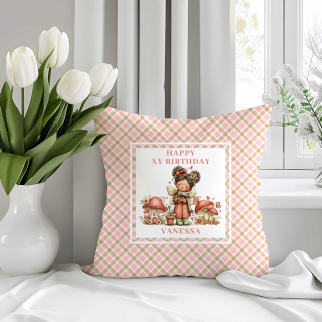 Pink Cute Fairy 1st Birthday Throw Pillow (Pink Cute Fairy 1st Birthday Throw Pillow)