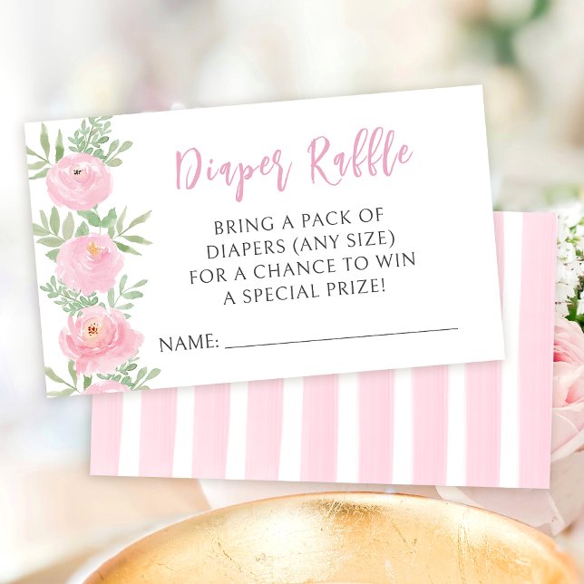 Pink cute floral boho baby shower diaper raffle enclosure card (Creator Uploaded)