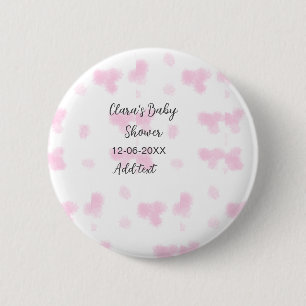 Pink cute flower baby shower watercolor modern dat 6 cm round badge
