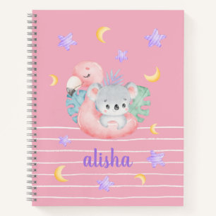 Pink Cute Gift for Kids Personalised Name Notebook