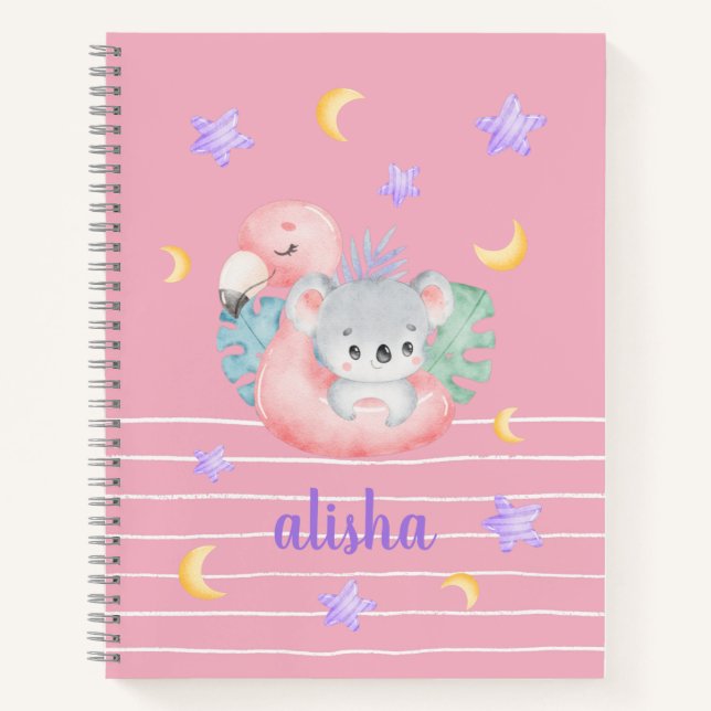Pink Cute Gift for Kids Personalised Name  Notebook (Front)