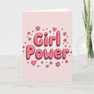 Pink Cute Girl Power Card