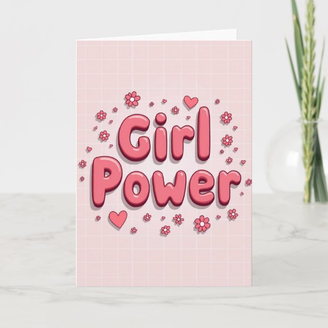 Pink Cute Girl Power Card (Front)