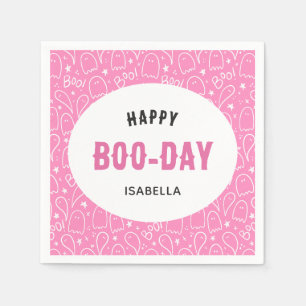 Pink Cute Halloween Birthday Napkin