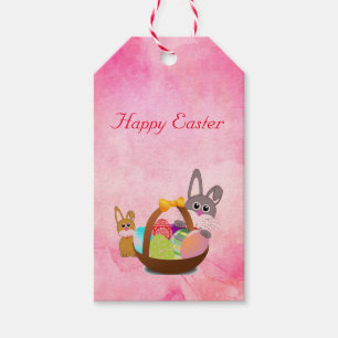 Pink Cute Happy Easter Bunny Gift Tags