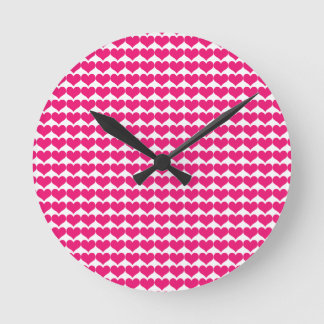 Pink Cute Hearts Pattern Clock