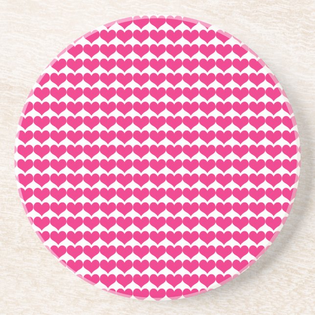 Pink Cute Hearts Pattern Coaster (Front)