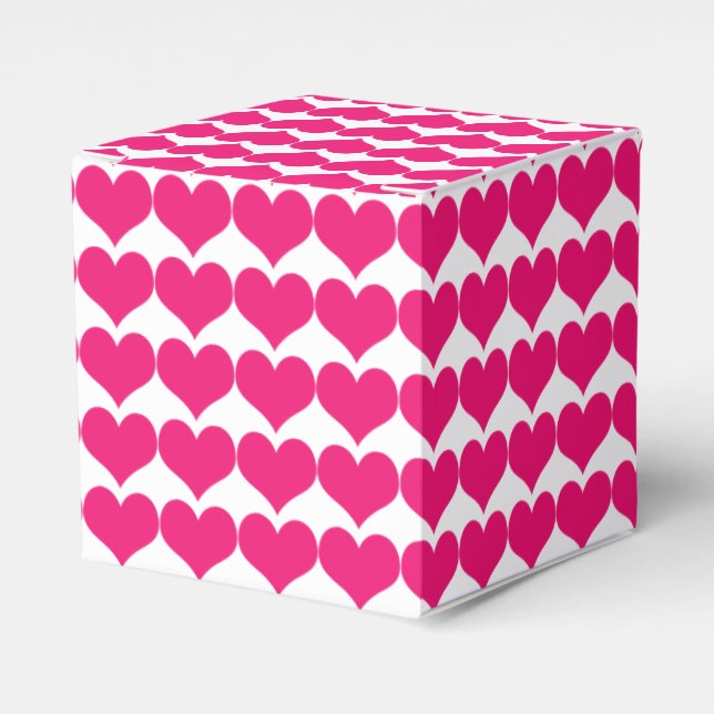 Pink Cute Hearts Pattern Favour Boxes (Front Side)