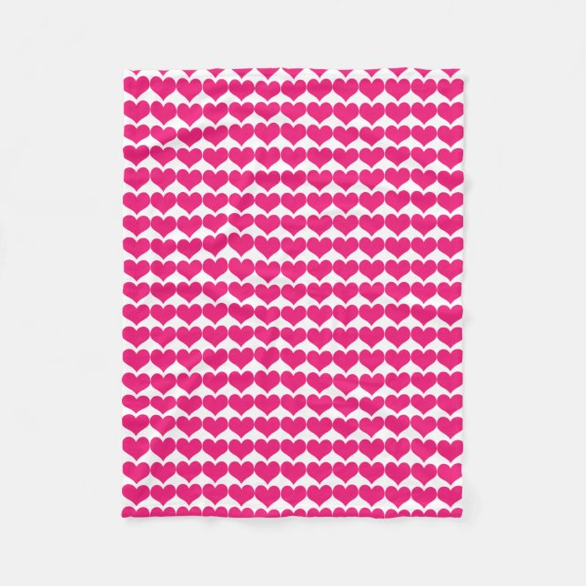 Pink Cute Hearts Pattern Fleece Blanket (Front)