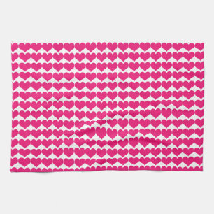 Pink Cute Hearts Pattern Kitchen Towel