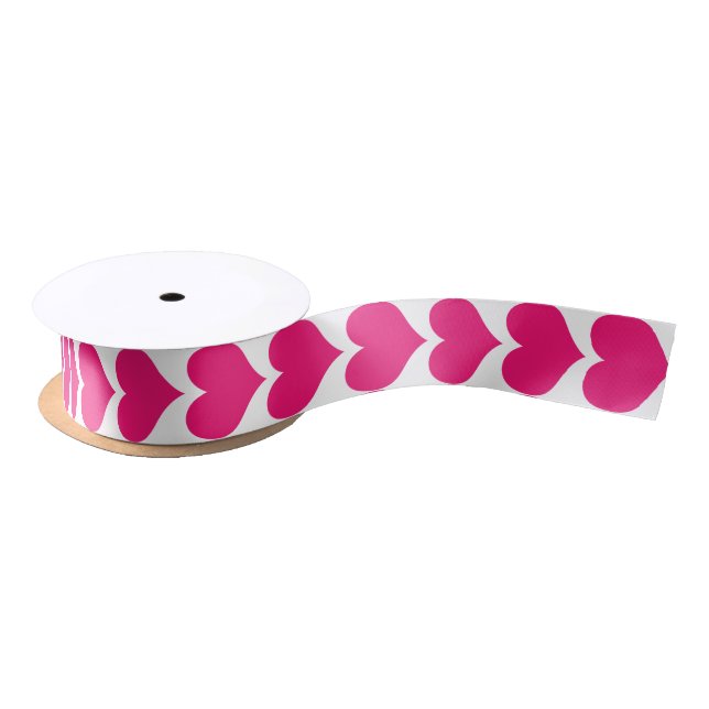 Pink Cute Hearts Pattern Ribbon Satin Ribbon (Spool)