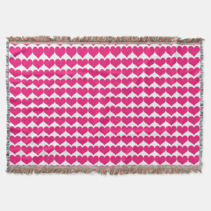 Pink Cute Hearts Pattern Throw Blanket
