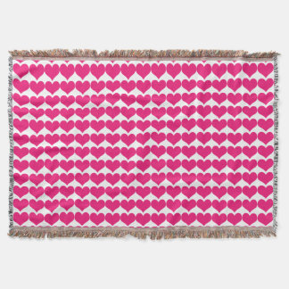 Pink Cute Hearts Pattern Throw Blanket