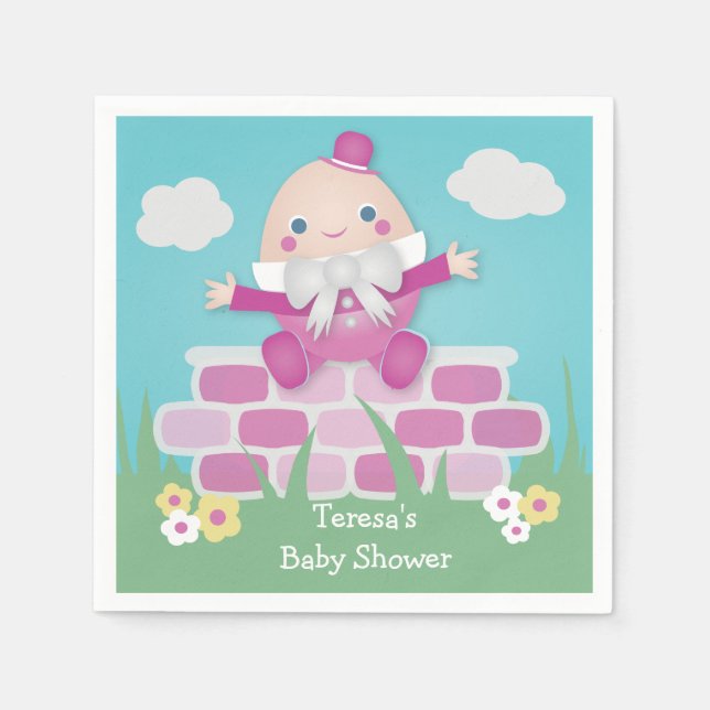 Pink Cute Humpty Dumpty Baby Shower Napkin (Front)