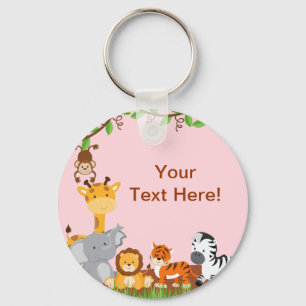 Pink Cute Jungle Baby Animal Keychain