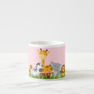 Pink Cute Jungle Baby Animals Espresso Mug