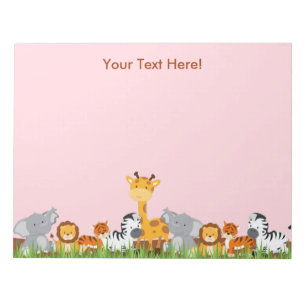 Pink Cute Jungle Baby Animals Notepad