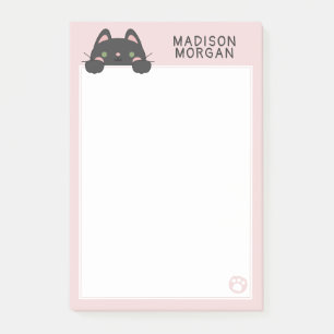 Pink Cute Kitten & Paws Add Your Name Post-it Note
