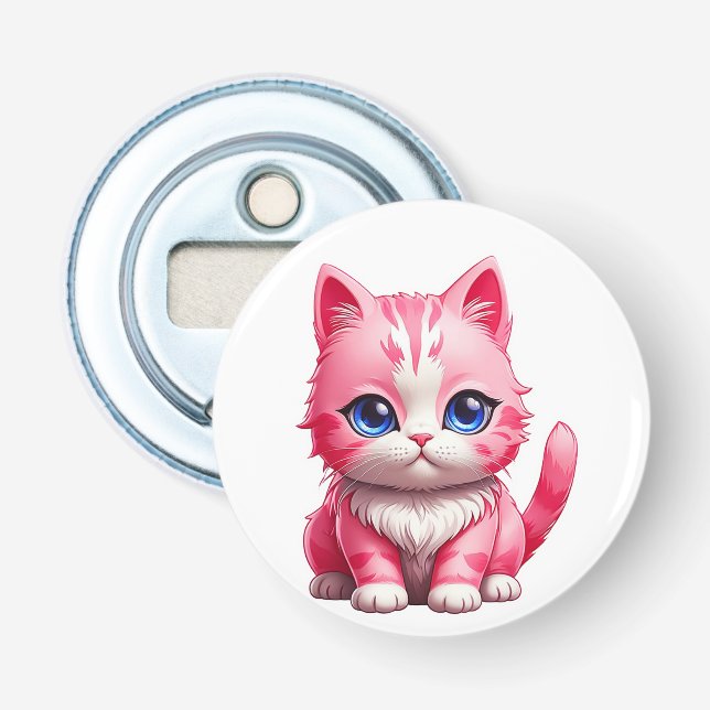 Pink Cute Kitty Cat Bottle Opener (Front)