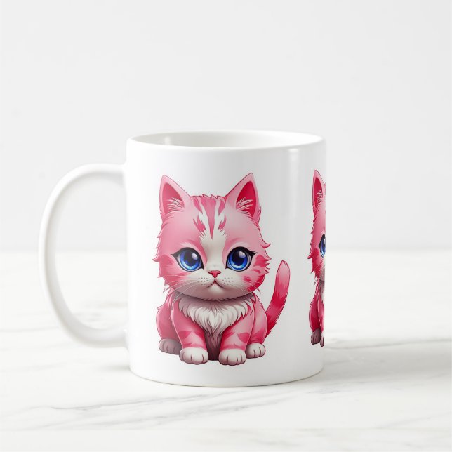 Pink Cute Kitty Cat Coffee Mug (Left)