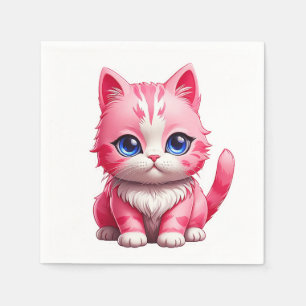 Pink Cute Kitty Cat Napkin