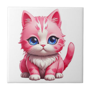 Pink Cute Kitty Cat Tile