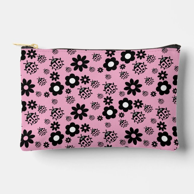 Pink Cute Ladybug Kids Accessory Pouch (Front)