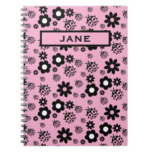 Pink Cute Ladybug Kids Notebook
