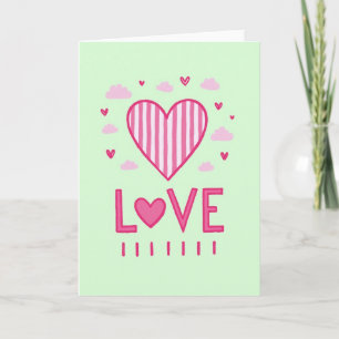 Pink Cute Love Heart Card