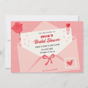 Pink cute lovely letter bridal shower invitation