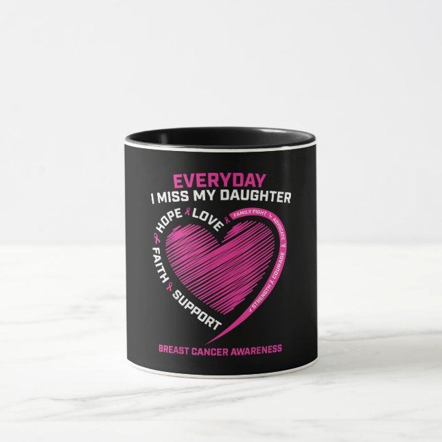 Pink Cute Loving Memory Daughter Breast Cancer Awa Mug (Center)
