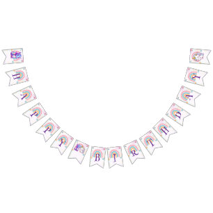 Pink Cute Magical Unicorn dinosaurs Birthday party Bunting