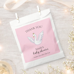 Pink Cute Modern Sweet Princess Swan Baby Shower  Favour Bags