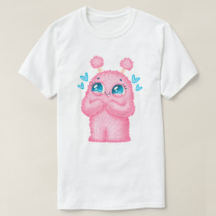 Pink Cute Monster Folk T-Shirt